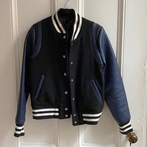 Leather Bomber Varsity Jacket